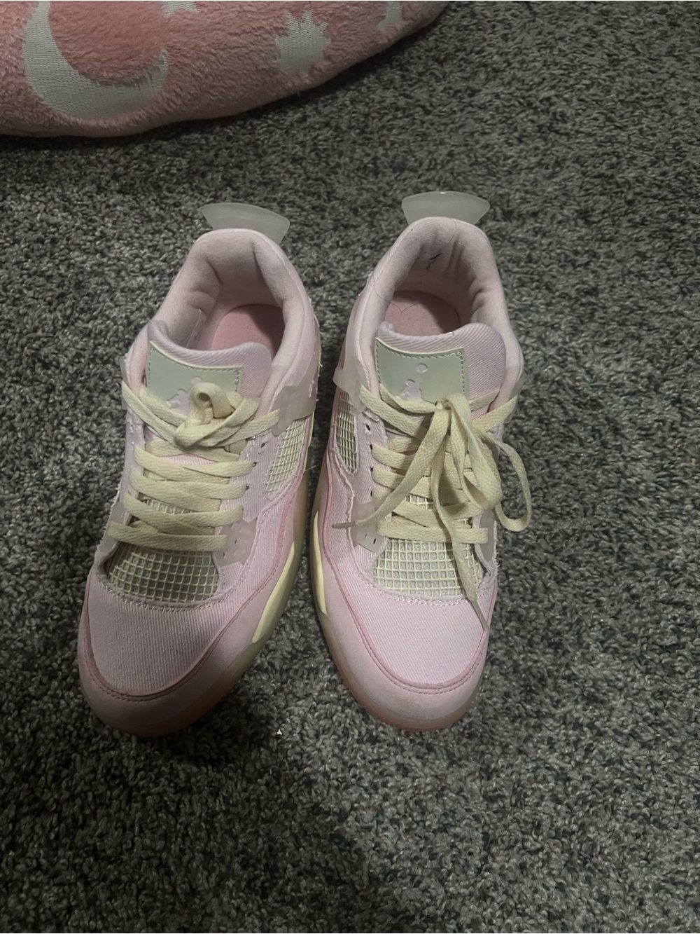 Jordan Women’s Pink and Cream Retro Sneakers